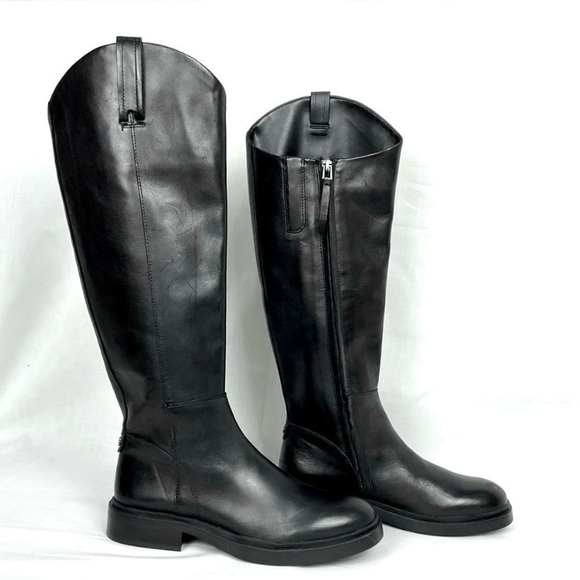 Sam Edelman Fable Black Leather Boots Knee High Riding Boots Sz 7.5 New - Picture 7 of 7